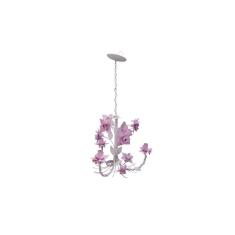 Lustre Artesanal para Varanda Rustico de Ferro Com Flores 03 Bocas