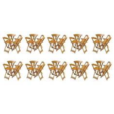 Kit 10 Jogos De Mesa Bistrô De Madeira Dobrável Com 3 Banquetas - Mel