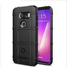 Capa para LG V30S Plus, blindagem robusta, material TPU de fibra de carbono, macio antiderrapante macio, anti-impressão digital, capa totalmente protetora para LG V30S Plus