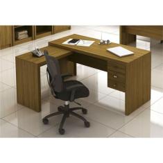 Mesa Para Home Office Com 03 Gavetas Amêndoa -Tecno Mobili
