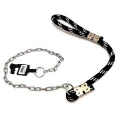 Coleira guia roliça preta abraçadeira de corrente 3.5 x 70 cm