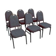 Kit com 6 Cadeiras para Auditórios Linha Hotel Cinza