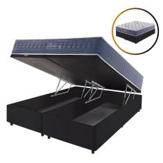 Cama Box Com Baú King Preta + Colchão Molas California 193