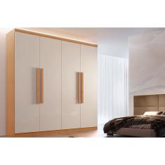 Guarda Roupa Solteiro 4 Portas e 3 Gavetas Império Naturale/Off White - Rufato