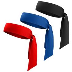 Faixa de cabeça esportiva esportiva para homens e mulheres, pacote com 3 faixas de cabeça ninja ajustáveis para karatê com absorção de suor e treino para basquete, corrida, tênis, atletismo