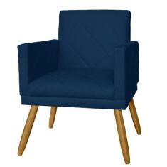Poltrona Decorativa Pés Palito Nina Estilo Matelassê Azul Marinho - DS