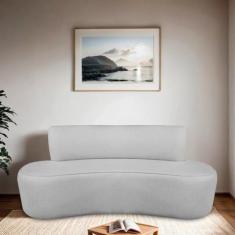 Sofá Curvo Orgânico 130cm 2 Lugares Linho Antonela - Maranata Estofado