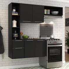 Cozinha Compacta Completa com Armário e Balcão Sofia Mp2001 Preta – Multimóveis, Design Moderno e Espaçoso