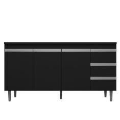 Balcão de Pia Andréia 150 cm Preto  AJL - AJL Móveis