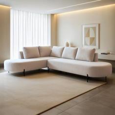 Sofá de Canto Boreal Base de Ferro Esquerdo Bouclé - Ecosono