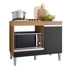 Balcão para Cooktop Carla Amendoa Preto - AJL