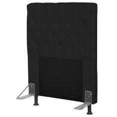 Cabeceira Cama Box Solteiro 90cm Cristal Corino Preto