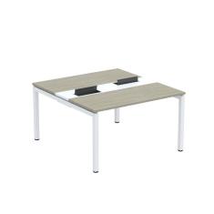 Mesa Plataforma Dupla com Pé de Aço para Coworking 130X140/2P PDC13/14/2P Nogueira Casablanca/Branco