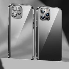 Capa de telefone com revestimento de lente para iPhone 14 11 12 13 Pro Max Mini XS XR 7 8 14 Plus SE 2020 Capa de proteção de câmera de luxo, preta, para iphone 7 (8)