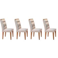 Cadeira Sala de Jantar Kit 4 Un Imbuia Veludo Creme