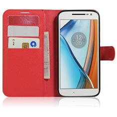 MOTO G4 Play, capa carteira flip de couro PU premium com compartimento para cartão, suporte e fecho magnético [capa interna de TPU à prova de choque] Compatível com Moto G4 Play