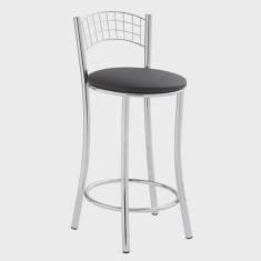 Banqueta Média em Aço para Cozinha com Encosto