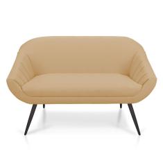 Namoradeira Giovana 02 Lugares Linho Pés Palito De Ferro A27 Areia