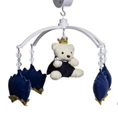 Móbile Musical Corôas ul Marinho E Ursinho Quarto Bebê - Potinho de me