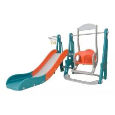 Playground Parquinho Infantil 3 Em 1 Importway Balanço Escorregador Cesta De Basquete