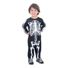 Fantasia Esqueleto Bebê Infantil Caveir Osso Longa Halloween