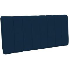 Cabeceira Cama Box Painel Queen 160 cm Dubai W01 Suede Azul Marinho Ly