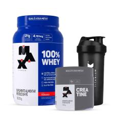 Combo 100% Whey 900g, Creatina 150g e Coqueteleira Max Titanium-Unissex