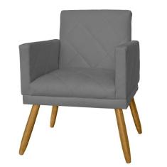 Poltrona Decorativa Pés Palito Nina Estilo Matelassê Cinza - DS Estofa