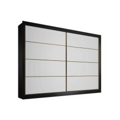 Guarda Roupas 2 Portas De Correr E 6 Gavetas Sevilha Branco/Preto - Europa