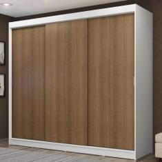 Guarda-Roupa Casal Madesa Kansas 3 Portas de Correr 3 Gavetas, Branco/