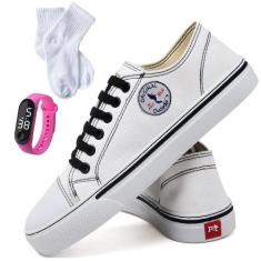 Kit Tênis Casual Feminino Clássico + Relógio Digital + Meia - Polo Blu