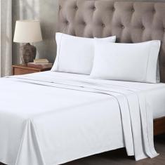 Superior Jogo de lençol de algodão egípcio de 400 fios, lençóis de quarto, itens essenciais da casa moderna, roupa de cama, básico de dormitório, 1 lençol com elástico alto, 1 lençol de cima, 1