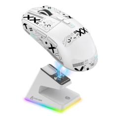 Mouse Gamer Sem Fio ATTACK SHARK X6 - 26K DPI - RGB Branco