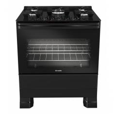 Fogão Mueller 5 Bocas Preto Bivolt Mesa de Vidro e Tripla Chama MFV5BF