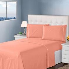 Kit Jogo de Lençol Queen 4 Peças 400 Fios Ponto Palito Toque Macio e C