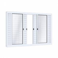 Janela de Aço Veneziana de Correr 100x120cm 6 Folhas Riobras Branco