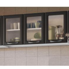 Armário em Aço 120cm 3 Portas com Vidro New Premium Itatiaia Grafite/Branco