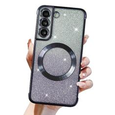 Eiyikof Capa com glitter magnético para Samsung Galaxy S23, luxuosa proteção total com glitter com protetor de lente de câmera, antiarranhões, à prova de choque, capa traseira macia para meninas e