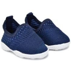 Tênis Infantil Comfort Calce Fácil Tecido Azul Marinho-Unissex