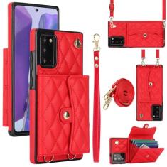 Capa carteira para Samsung Galaxy Note 20 com 4 pontos de cartão, capa de couro transversal com bloqueio de RFID, capa de telefone com suporte de fivela magnética, alça de pulso à prova de choque para