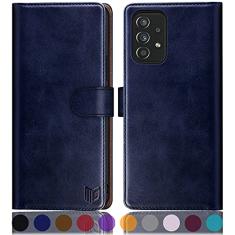 SUANPOT Capa carteira de couro para Samsung Galaxy A52 4G e 5G com porta-cartão de crédito RFID Flip Folio Book Capa de telefone à prova de choque para mulheres e homens para Samsung A52 capa carteira