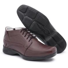 Tênis Ortopédico Masculino com Cadarço em Couro Anti-Stress Casual Soc