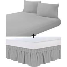 Kit Saia Box Casal Mais Jogo Lençol Casal Padrão 3 Peças - Girassol Co