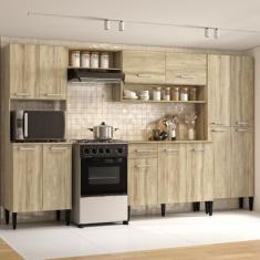 Cozinha Completa Arizona Plus com Armário e Balcão Carraro (Carvalho)