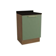 Módulo Cozinha Kappesberg Botanic Balcão Botanic M629 1 Porta C-tampo 60cm Nogueira-oliva-preto - Kappesberg