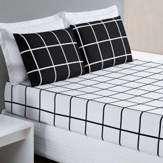 Jogo De Cama Lençol 200 Fios Austin Queen 03 Peças - Preto