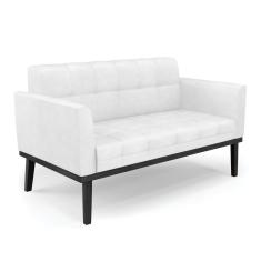 Sofá Namoradeira 2 Lugares Base De Madeira Preto Elisa Corano Branco D03 - D'rossi