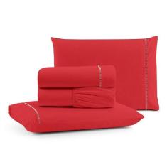 Jogo De Lençol Luiza King 4 Pçs 100% Algodão Percal 180 Fios Ponto Pal