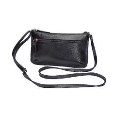 Bolsa Feminina Pequena Transversal Couro Legítimo Ziper Madamix (Preta)