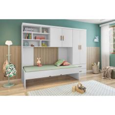 Jogo de Quarto Chiara 3 Peças - Roupeiro 2 portas, Módulo Aéreo e Cama - Phoenix Baby Branco
